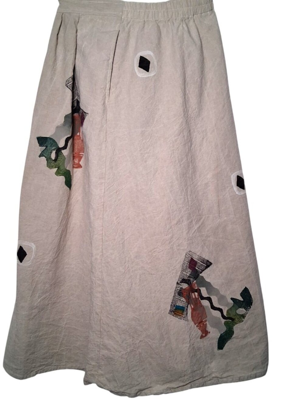 Play Alegre Skirt S Natural Hand Painted Wearable Art To Wear Lagenlook Artsy - Picture 4 of 16